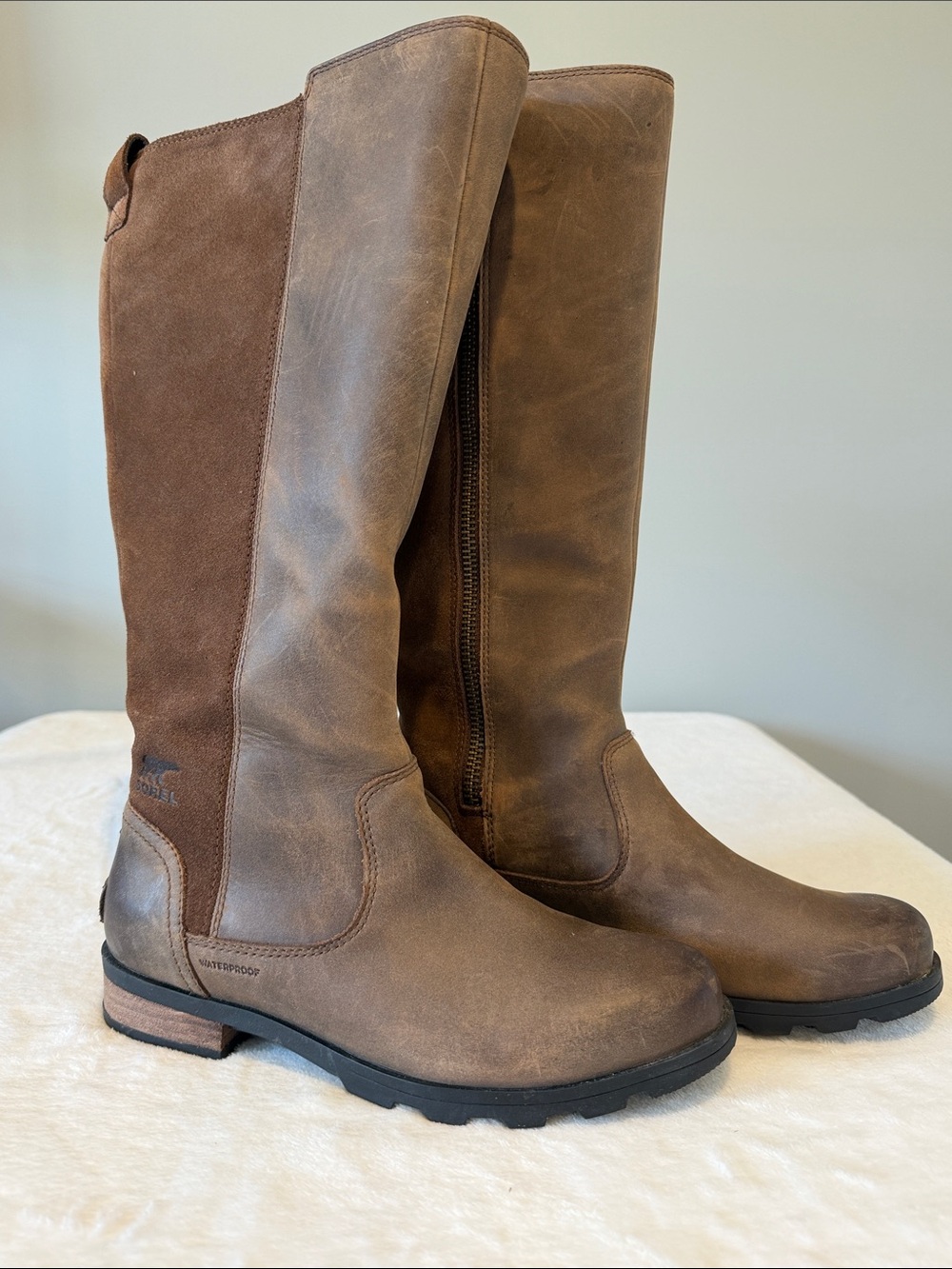 Sorel Waterproof Brown Tall Leather Riding Boots
